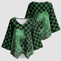 Japanese Asanoha Pattern Kimono Sleeve Blouse Water Breathing Slayer Dragon - Wonder Print Shop