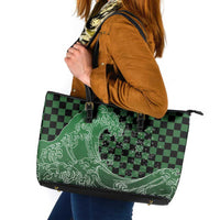 Japanese Asanoha Pattern Leather Tote Bag Water Breathing Slayer Dragon - Wonder Print Shop