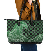 Japanese Asanoha Pattern Leather Tote Bag Water Breathing Slayer Dragon - Wonder Print Shop