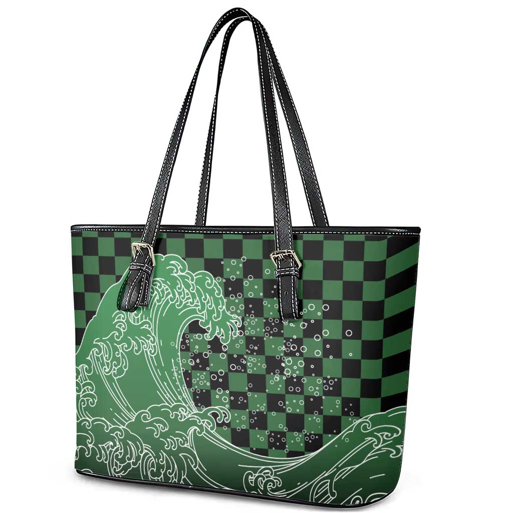 Japanese Asanoha Pattern Leather Tote Bag Water Breathing Slayer Dragon - Wonder Print Shop