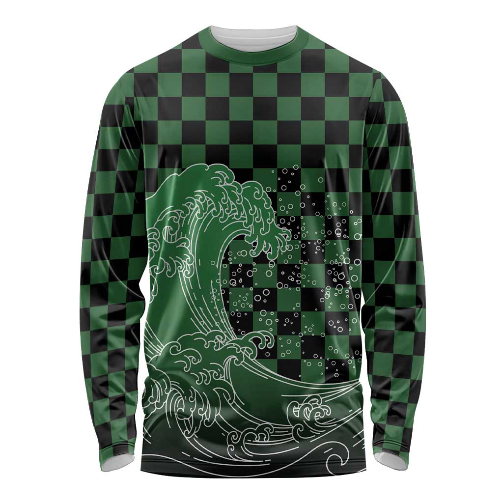 Japanese Asanoha Pattern Long Sleeve Shirt Water Breathing Slayer Dragon - Wonder Print Shop