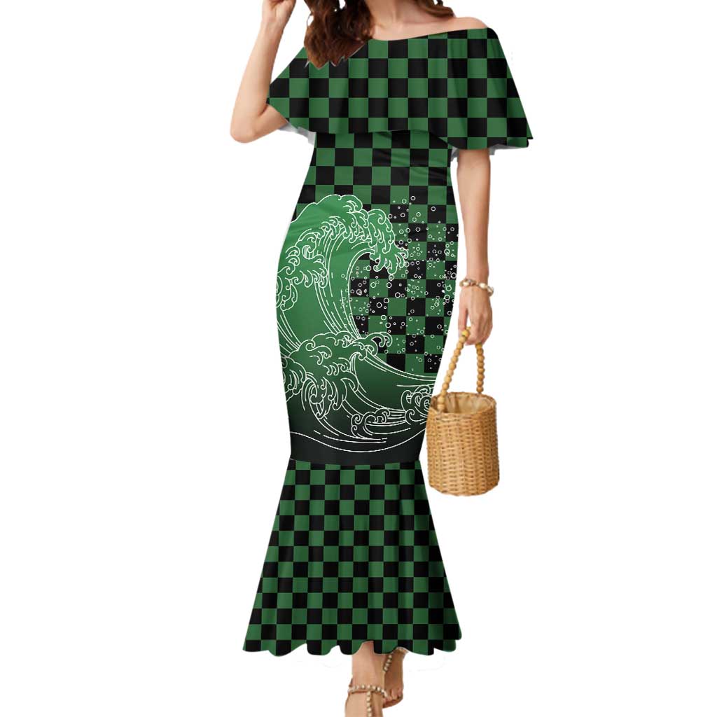 Japanese Asanoha Pattern Mermaid Dress Water Breathing Slayer Dragon - Wonder Print Shop
