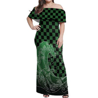 Japanese Asanoha Pattern Off Shoulder Maxi Dress Water Breathing Slayer Dragon - Wonder Print Shop