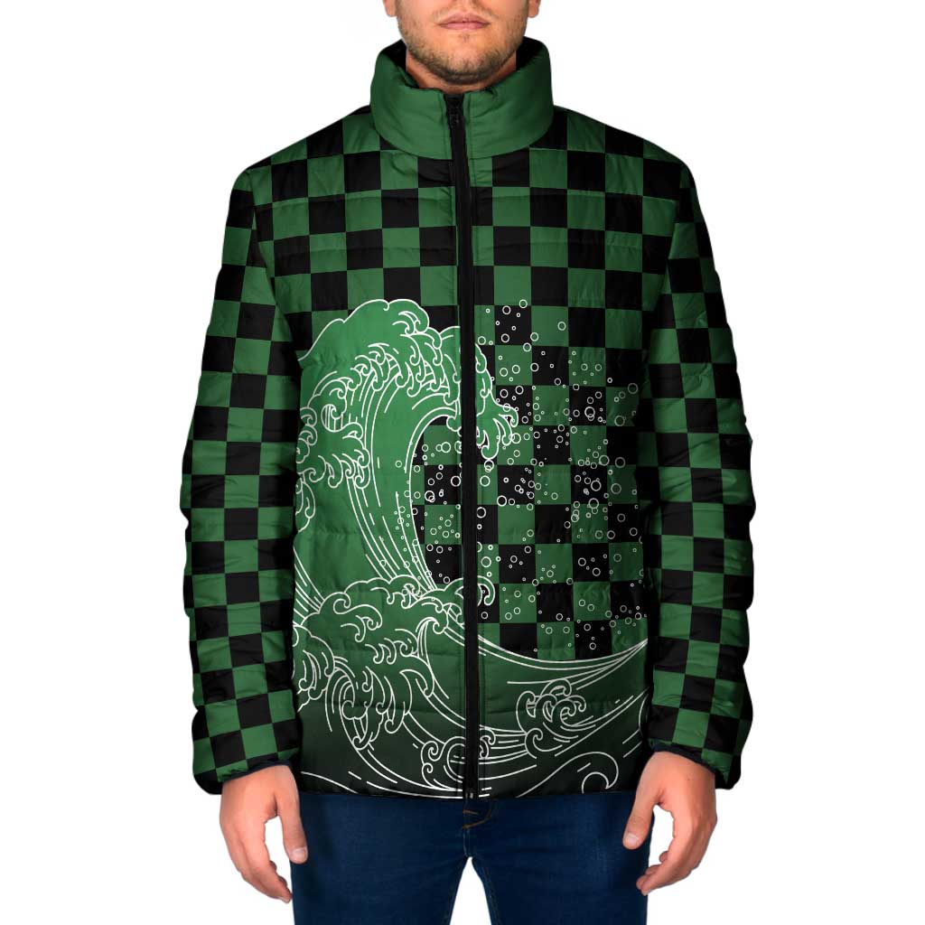 Japanese Asanoha Pattern Padded Jacket Water Breathing Slayer Dragon - Wonder Print Shop
