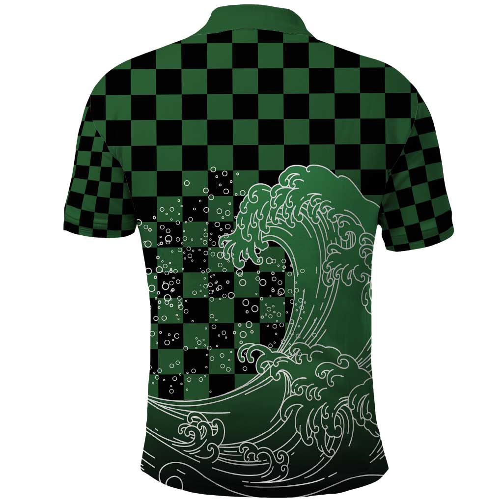 Japanese Asanoha Pattern Polo Shirt Water Breathing Slayer Dragon - Wonder Print Shop