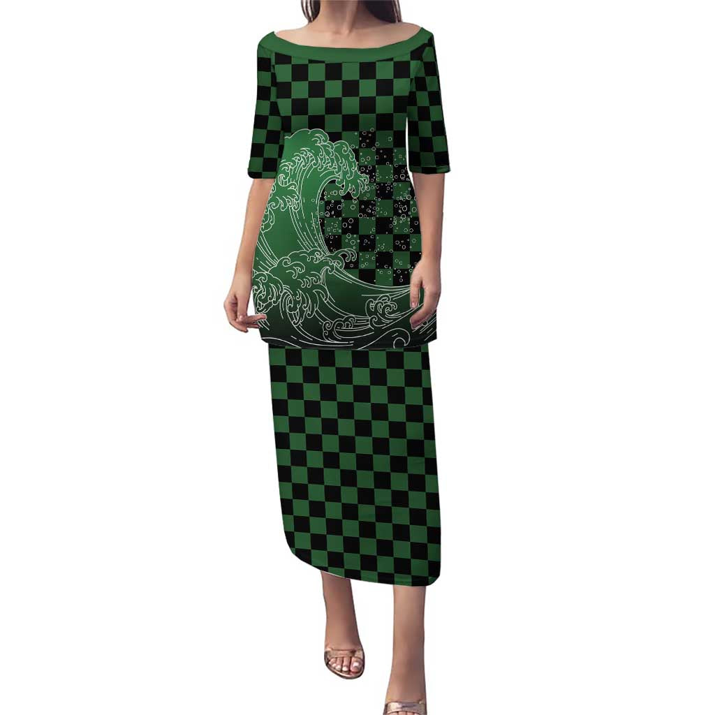 Japanese Asanoha Pattern Puletasi Water Breathing Slayer Dragon - Wonder Print Shop