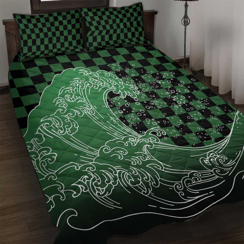 Japanese Asanoha Pattern Quilt Bed Set Water Breathing Slayer Dragon - Wonder Print Shop
