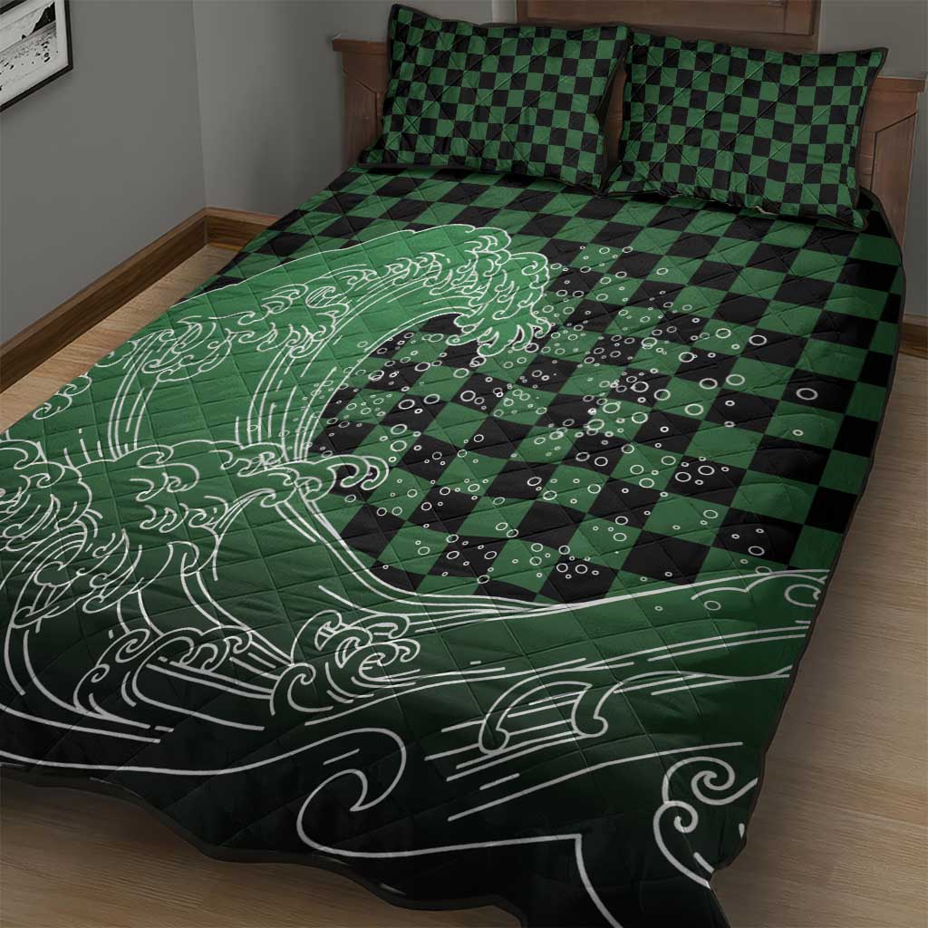 Japanese Asanoha Pattern Quilt Bed Set Water Breathing Slayer Dragon - Wonder Print Shop