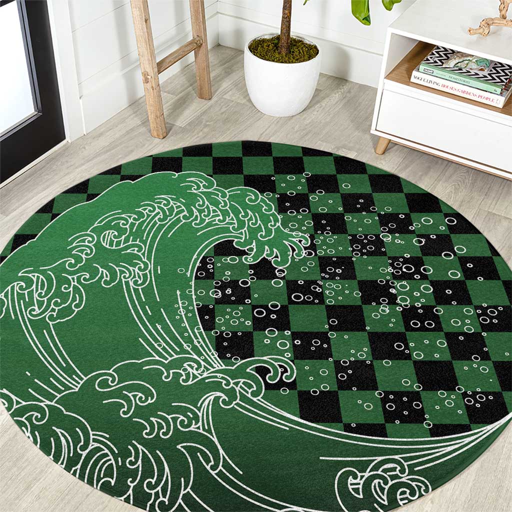 Japanese Asanoha Pattern Round Carpet Water Breathing Slayer Dragon - Wonder Print Shop