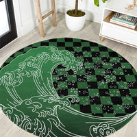 Japanese Asanoha Pattern Round Carpet Water Breathing Slayer Dragon - Wonder Print Shop