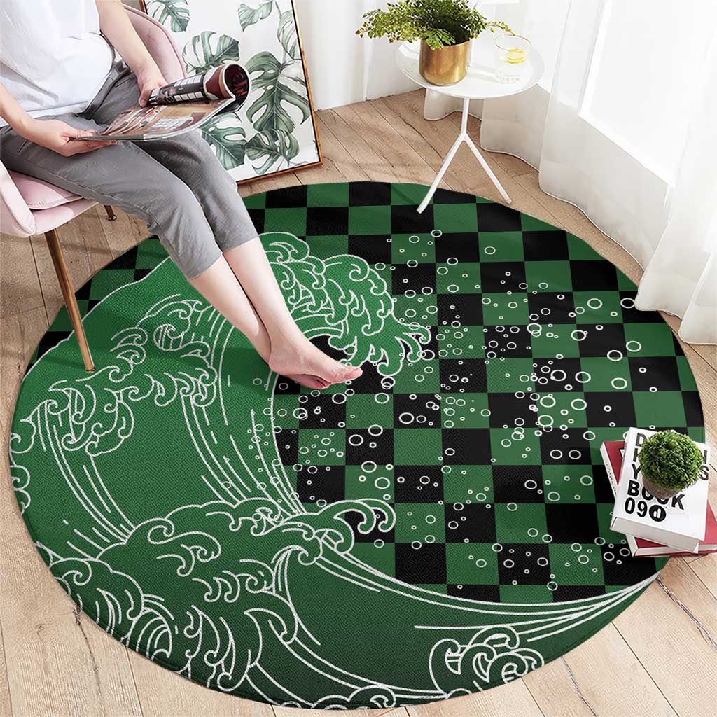 Japanese Asanoha Pattern Round Carpet Water Breathing Slayer Dragon - Wonder Print Shop