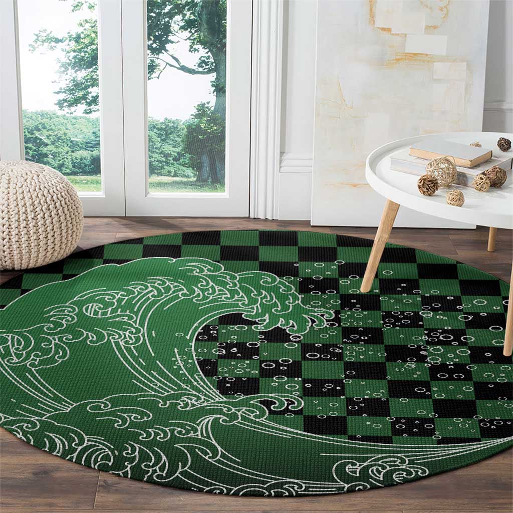 Japanese Asanoha Pattern Round Carpet Water Breathing Slayer Dragon - Wonder Print Shop
