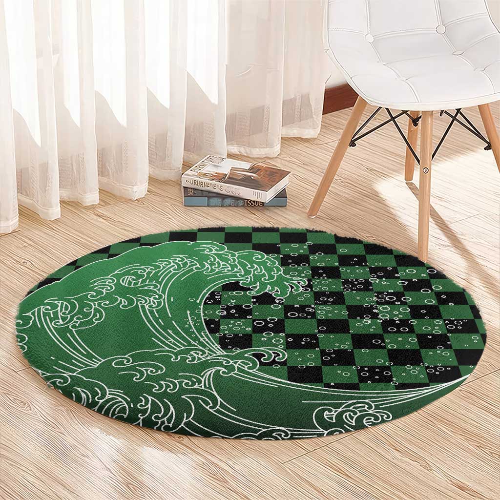 Japanese Asanoha Pattern Round Carpet Water Breathing Slayer Dragon - Wonder Print Shop