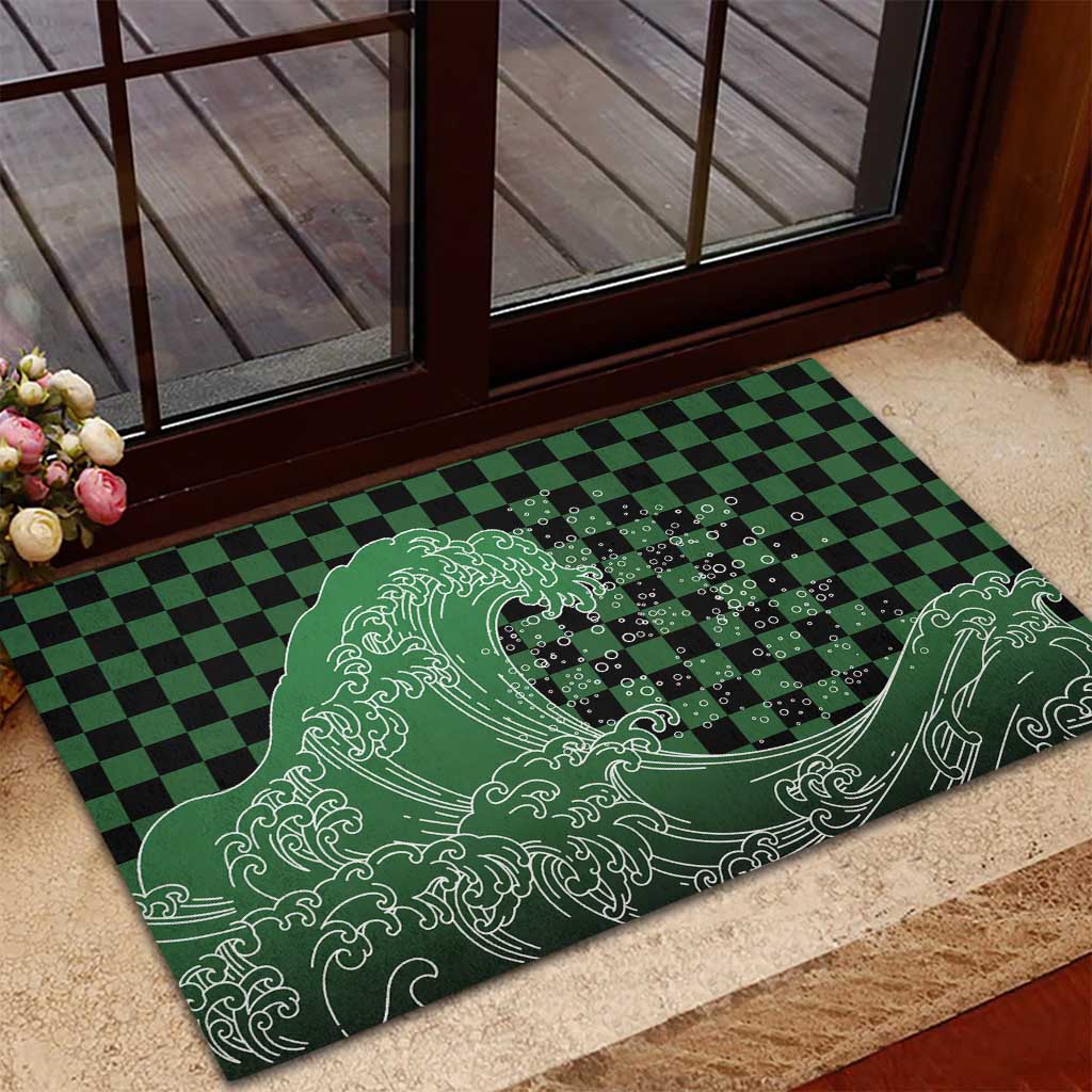 Japanese Asanoha Pattern Rubber Doormat Water Breathing Slayer Dragon - Wonder Print Shop