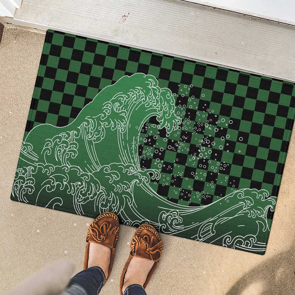 Japanese Asanoha Pattern Rubber Doormat Water Breathing Slayer Dragon - Wonder Print Shop