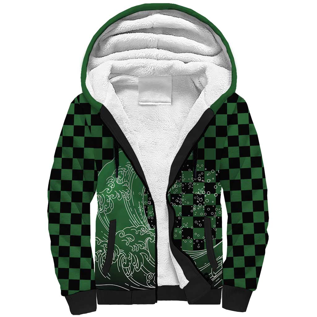 Japanese Asanoha Pattern Sherpa Hoodie Water Breathing Slayer Dragon - Wonder Print Shop