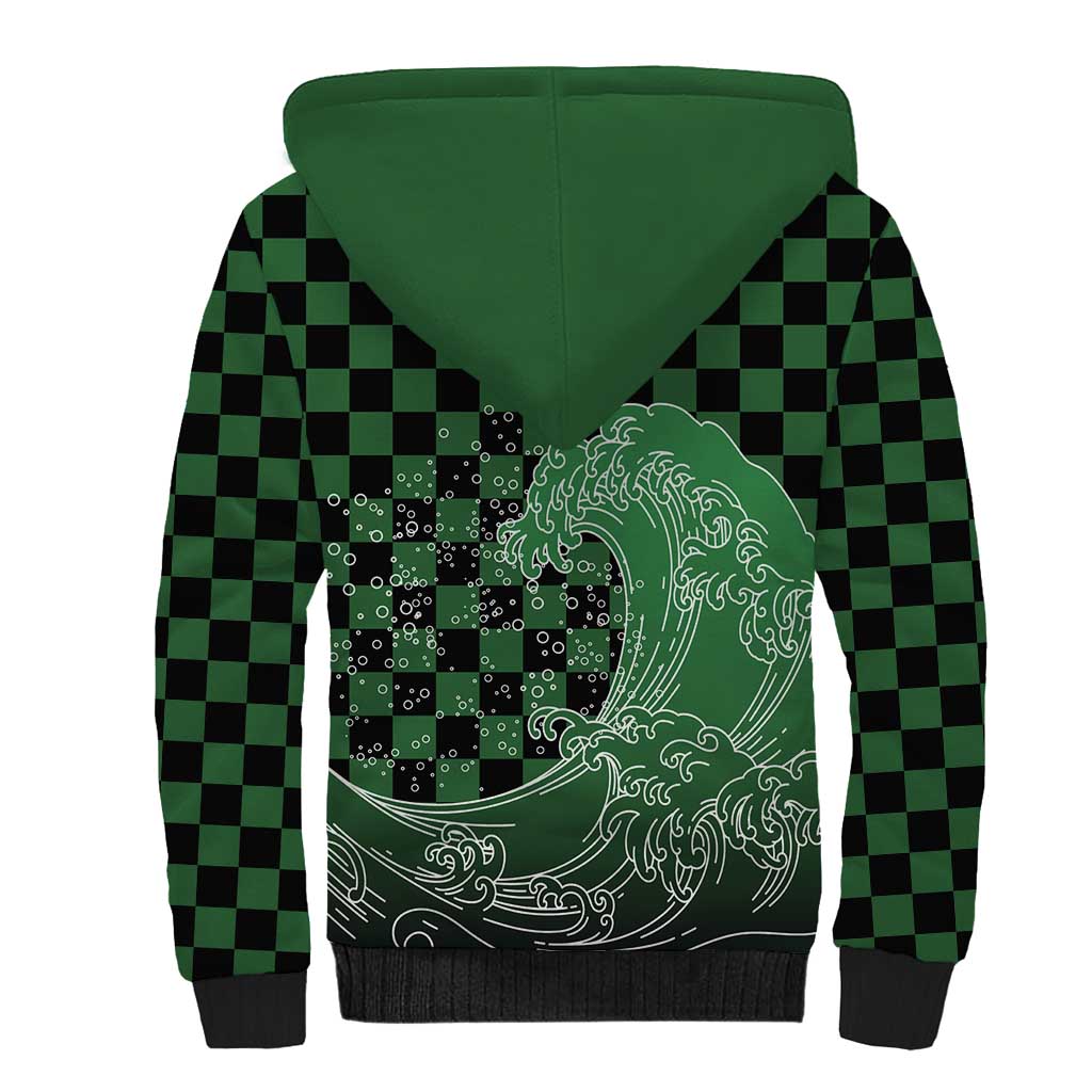 Japanese Asanoha Pattern Sherpa Hoodie Water Breathing Slayer Dragon - Wonder Print Shop
