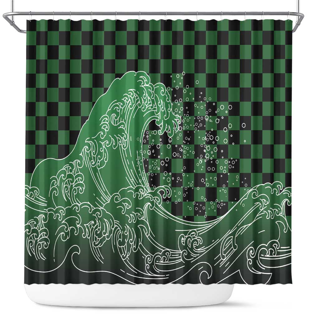 Japanese Asanoha Pattern Shower Curtain Water Breathing Slayer Dragon - Wonder Print Shop