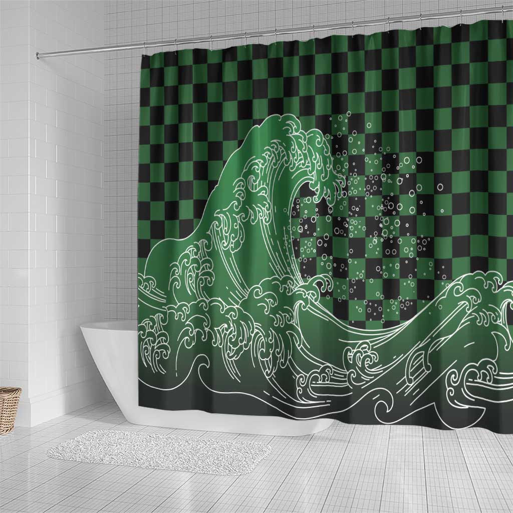 Japanese Asanoha Pattern Shower Curtain Water Breathing Slayer Dragon - Wonder Print Shop