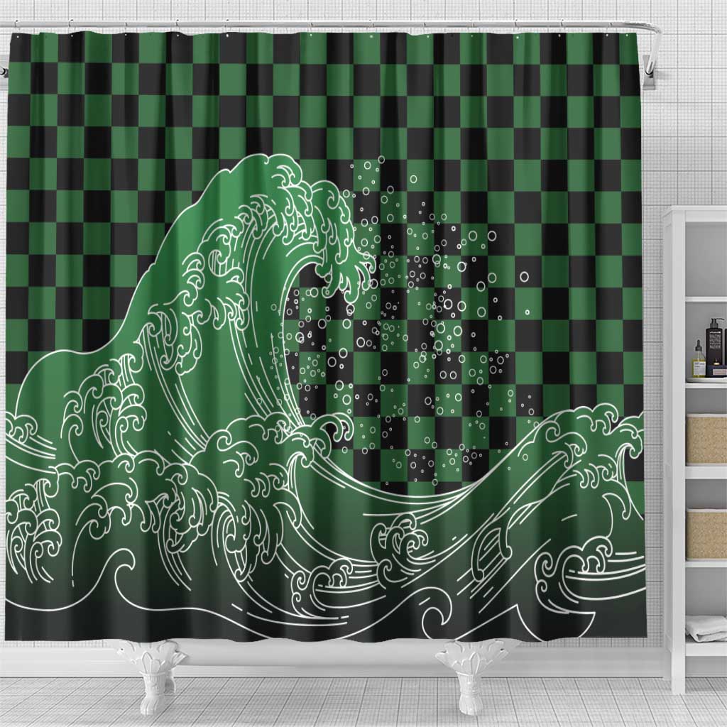 Japanese Asanoha Pattern Shower Curtain Water Breathing Slayer Dragon - Wonder Print Shop