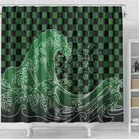 Japanese Asanoha Pattern Shower Curtain Water Breathing Slayer Dragon - Wonder Print Shop