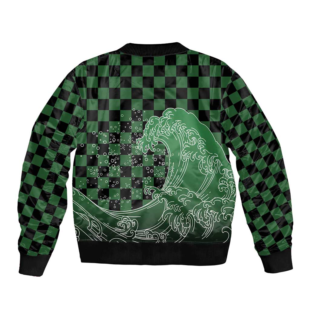 Japanese Asanoha Pattern Sleeve Zip Bomber Jacket Water Breathing Slayer Dragon - Wonder Print Shop
