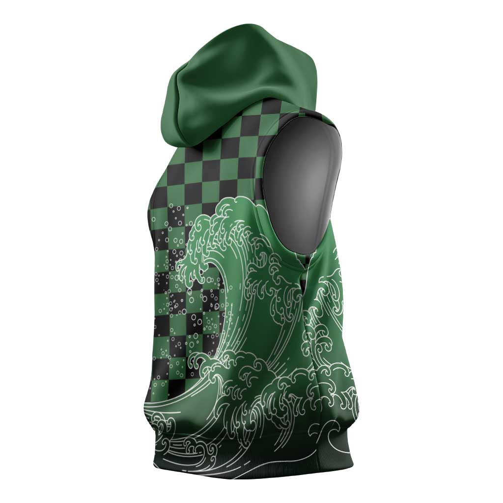 Japanese Asanoha Pattern Sleeveless Hoodie Water Breathing Slayer Dragon - Wonder Print Shop