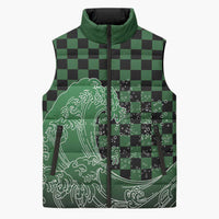 Japanese Asanoha Pattern Sleeveless Puffer Jacket Water Breathing Slayer Dragon - Wonder Print Shop