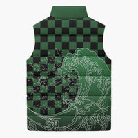 Japanese Asanoha Pattern Sleeveless Puffer Jacket Water Breathing Slayer Dragon - Wonder Print Shop