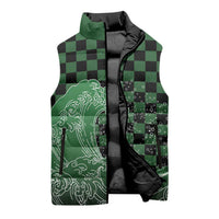 Japanese Asanoha Pattern Sleeveless Puffer Jacket Water Breathing Slayer Dragon - Wonder Print Shop