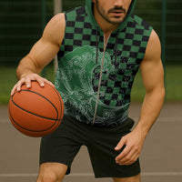 Japanese Asanoha Pattern Sleeveless Zip Hoodie Water Breathing Slayer Dragon - Wonder Print Shop