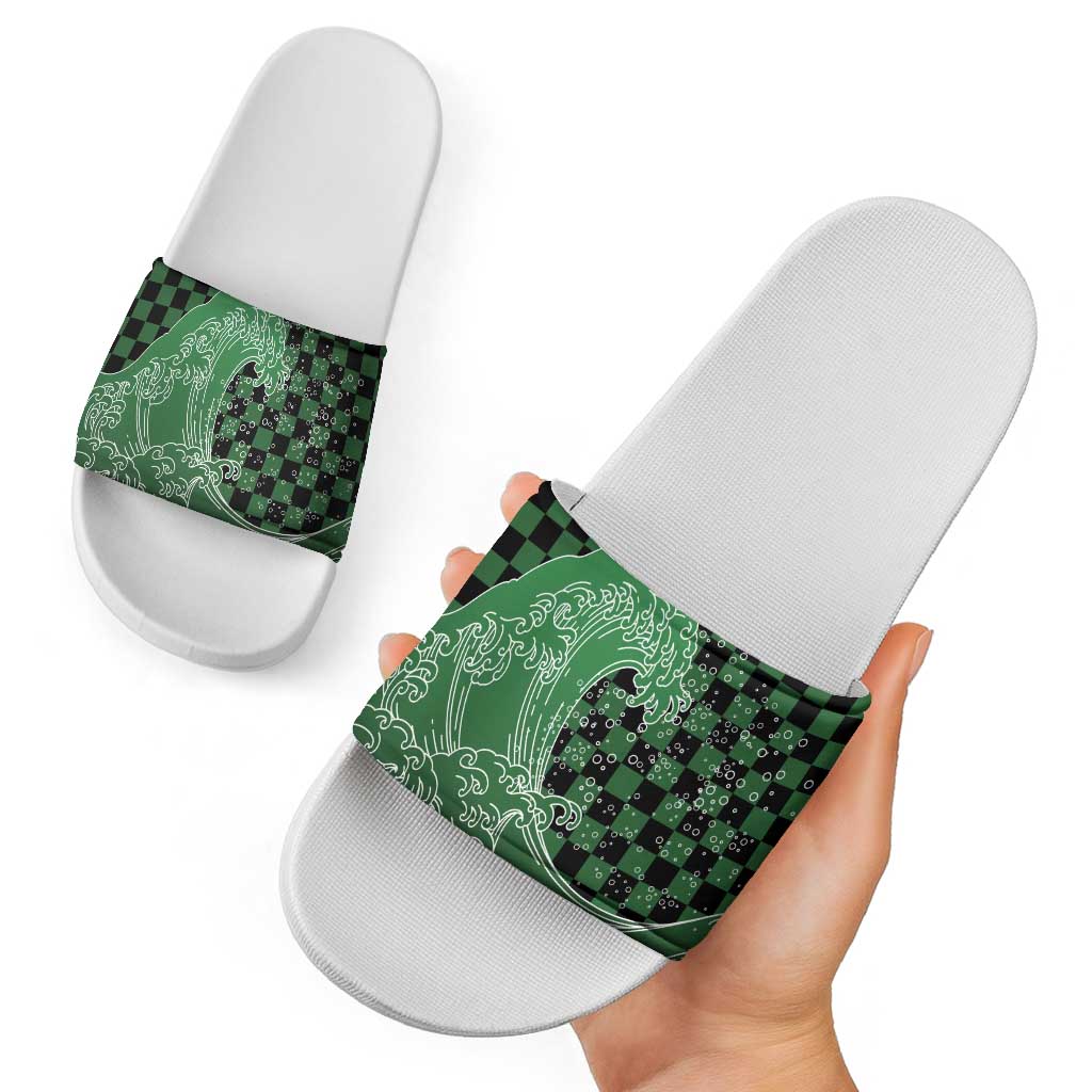 Japanese Asanoha Pattern Slide Sandals Water Breathing Slayer Dragon - Wonder Print Shop