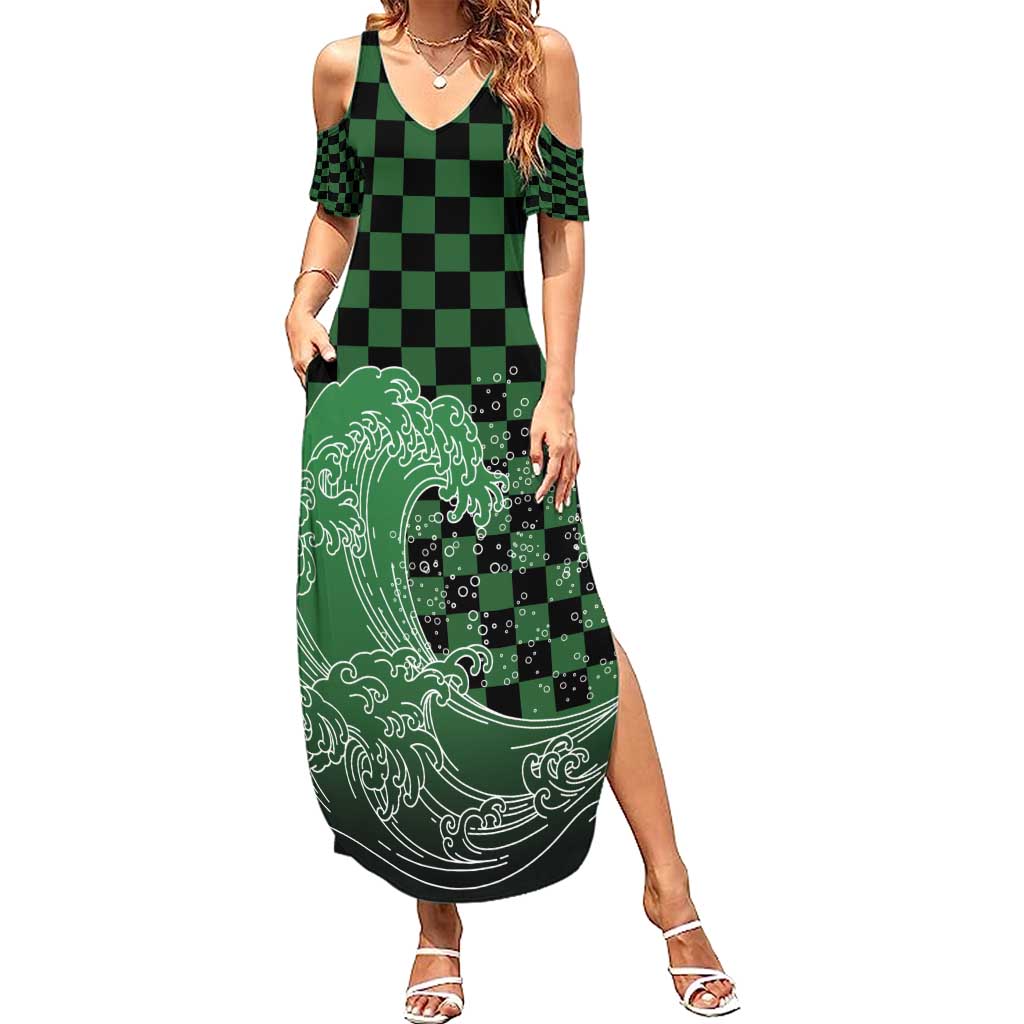 Japanese Asanoha Pattern Summer Maxi Dress Water Breathing Slayer Dragon - Wonder Print Shop