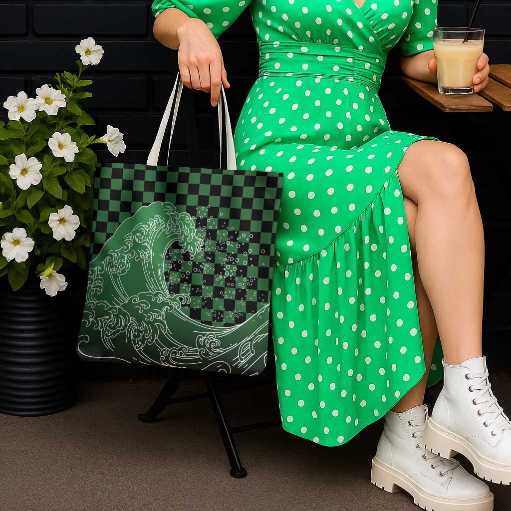 Japanese Asanoha Pattern Tote Bag Water Breathing Slayer Dragon - Wonder Print Shop