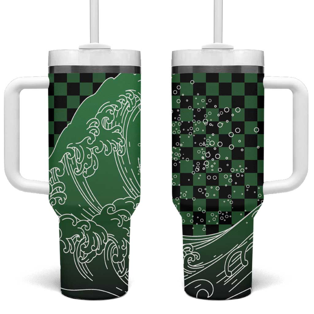 Japanese Asanoha Pattern Tumbler With Handle Water Breathing Slayer Dragon - Wonder Print Shop