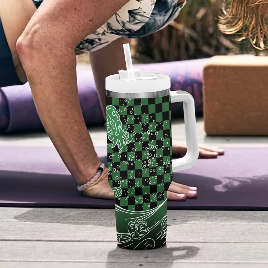 Japanese Asanoha Pattern Tumbler With Handle Water Breathing Slayer Dragon - Wonder Print Shop