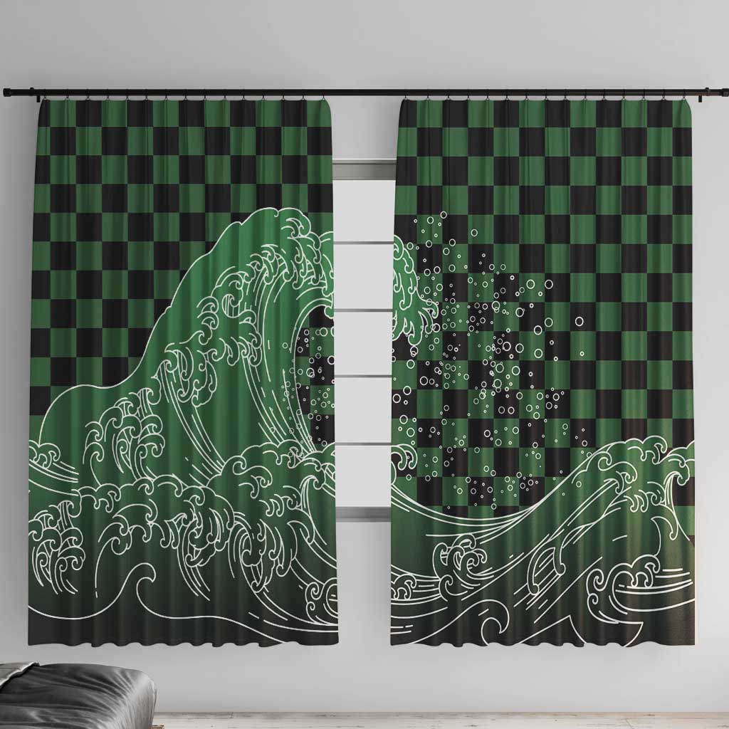 Japanese Asanoha Pattern Window Curtain Water Breathing Slayer Dragon - Wonder Print Shop