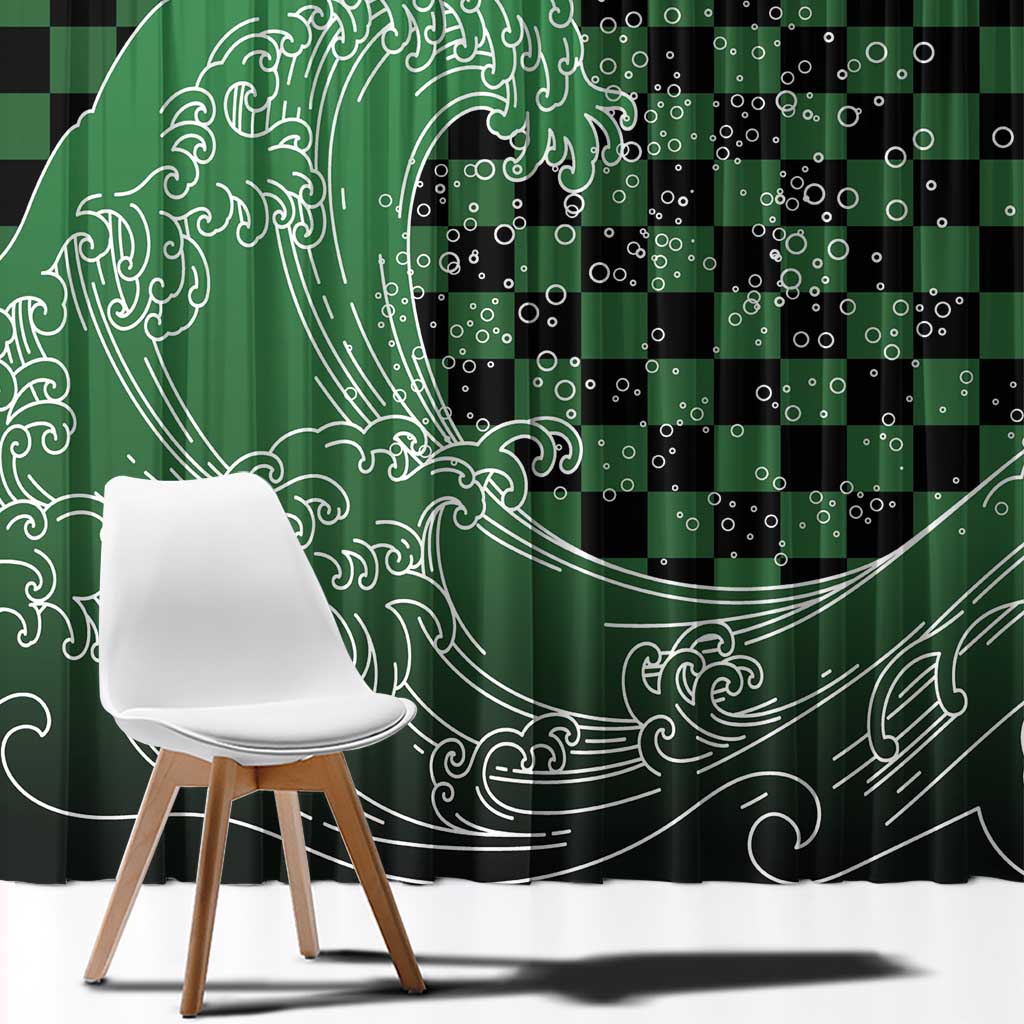 Japanese Asanoha Pattern Window Curtain Water Breathing Slayer Dragon - Wonder Print Shop