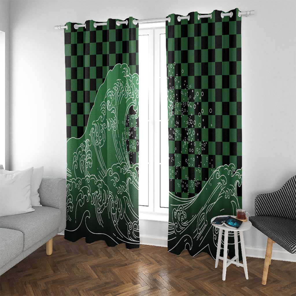 Japanese Asanoha Pattern Window Curtain Water Breathing Slayer Dragon - Wonder Print Shop