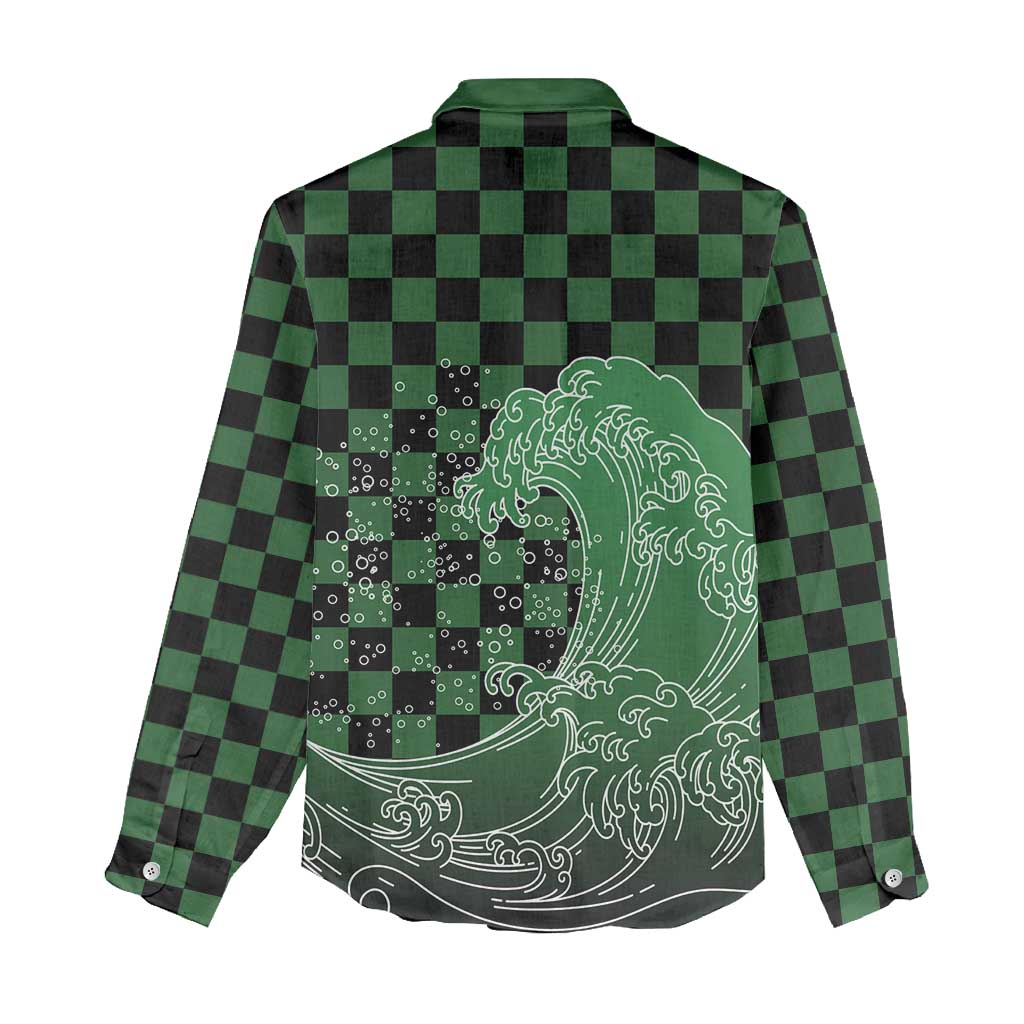 Japanese Asanoha Pattern Women Casual Shirt Water Breathing Slayer Dragon - Wonder Print Shop