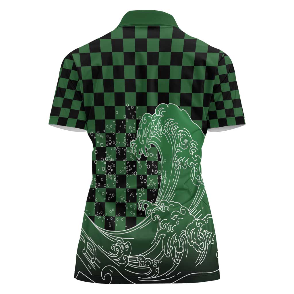 Japanese Asanoha Pattern Women Polo Shirt Water Breathing Slayer Dragon - Wonder Print Shop