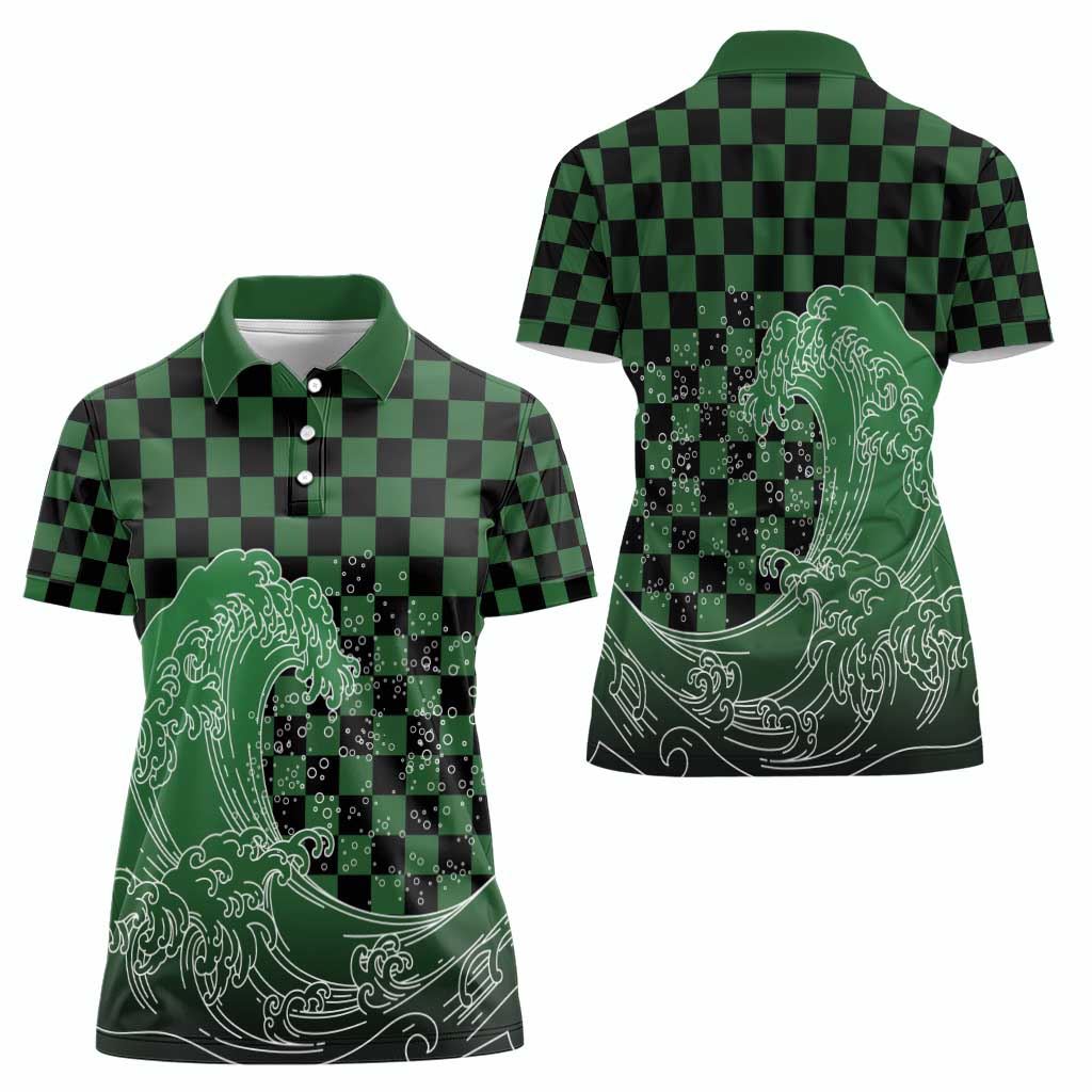 Japanese Asanoha Pattern Women Polo Shirt Water Breathing Slayer Dragon - Wonder Print Shop