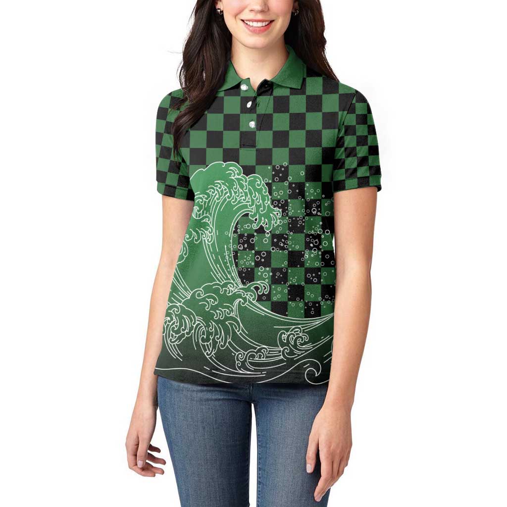 Japanese Asanoha Pattern Women Polo Shirt Water Breathing Slayer Dragon - Wonder Print Shop