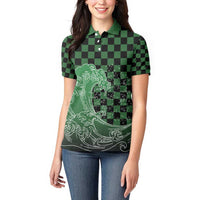 Japanese Asanoha Pattern Women Polo Shirt Water Breathing Slayer Dragon - Wonder Print Shop