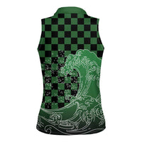 Japanese Asanoha Pattern Women Sleeveless Polo Shirt Water Breathing Slayer Dragon - Wonder Print Shop