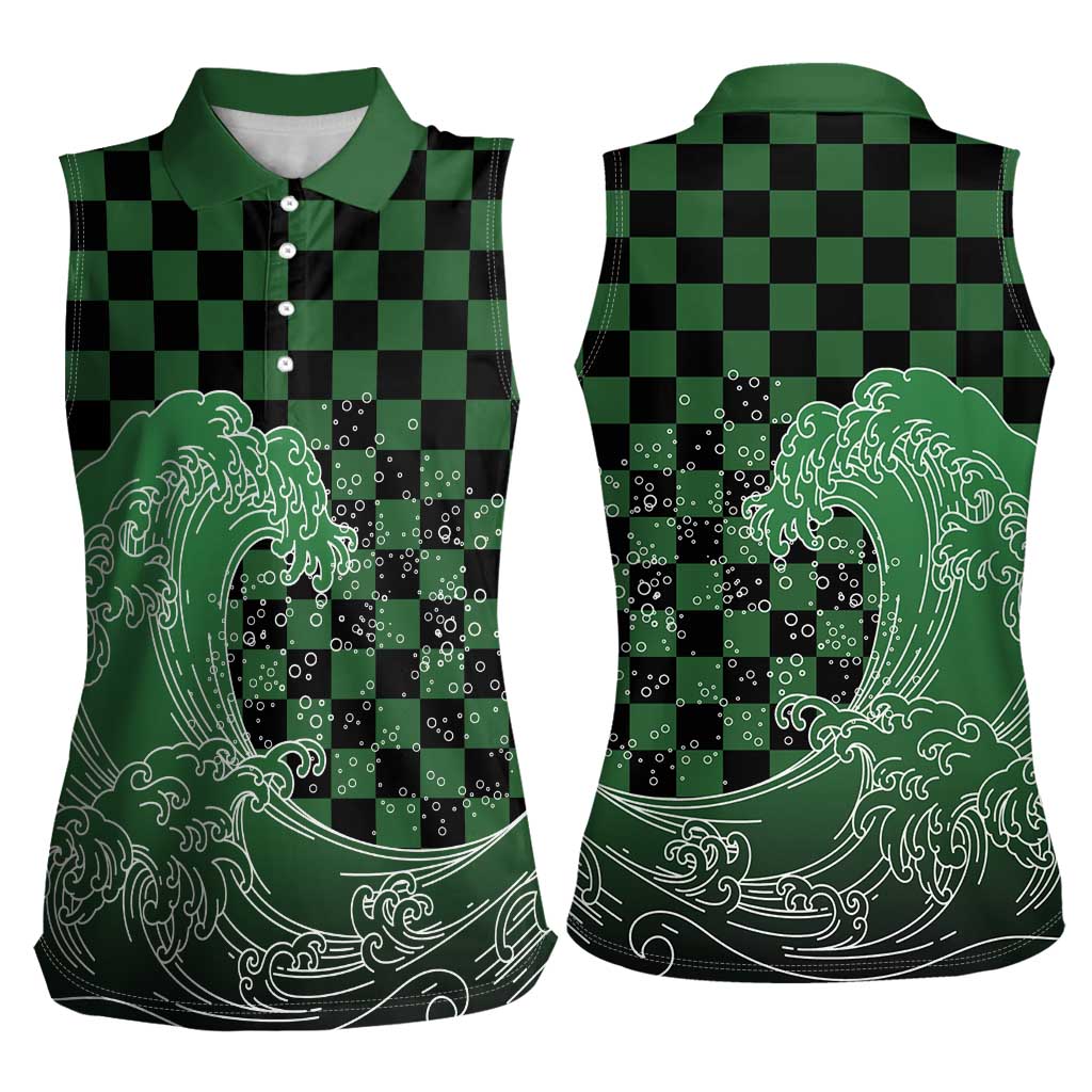 Japanese Asanoha Pattern Women Sleeveless Polo Shirt Water Breathing Slayer Dragon - Wonder Print Shop
