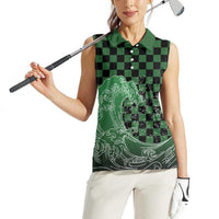 Japanese Asanoha Pattern Women Sleeveless Polo Shirt Water Breathing Slayer Dragon - Wonder Print Shop