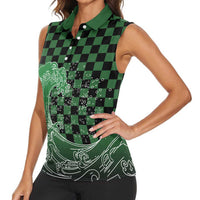 Japanese Asanoha Pattern Women Sleeveless Polo Shirt Water Breathing Slayer Dragon - Wonder Print Shop