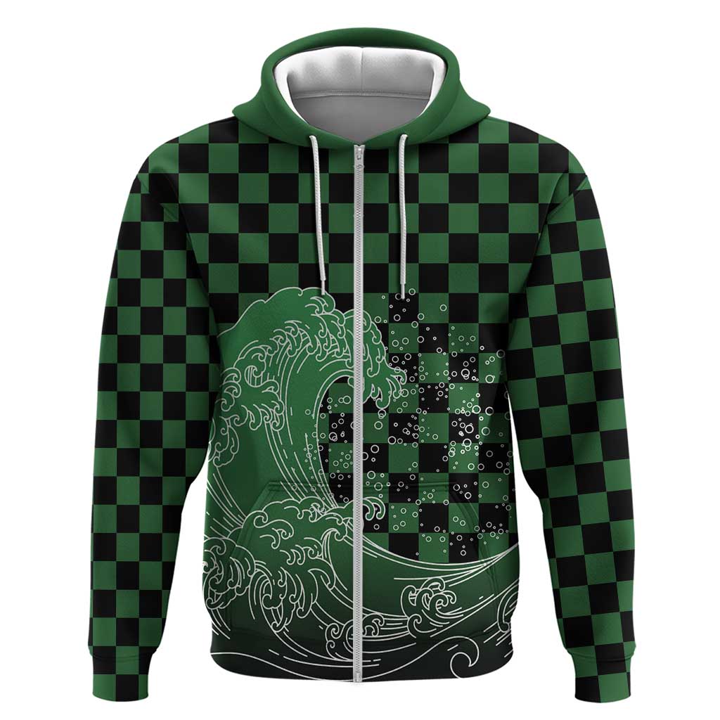 Japanese Asanoha Pattern Zip Hoodie Water Breathing Slayer Dragon - Wonder Print Shop