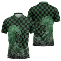 Japanese Asanoha Pattern Zipper Polo Shirt Water Breathing Slayer Dragon - Wonder Print Shop
